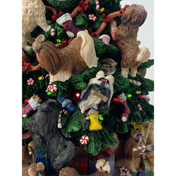 Danbury Mint Shih Tzu Christmas Tree Lighted Dog Puppy Holiday Decor Complete - Picture 11 of 16
